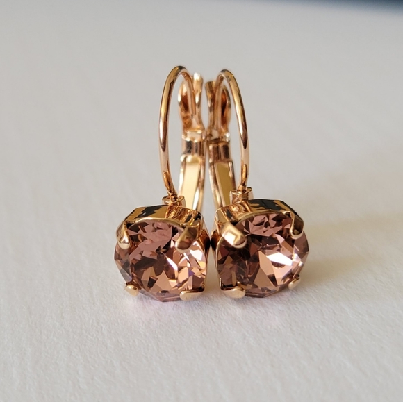 Austrian Crystal Earrings in Rose Gold - Picture 3 of 7